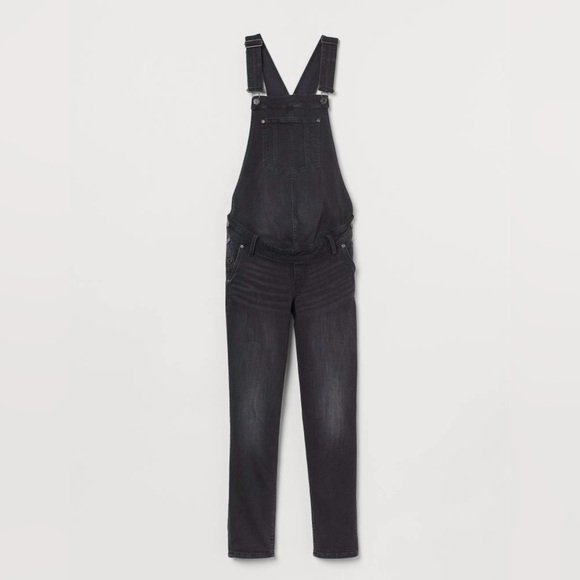H&M Maternity Mama Black Denim Overalls - Size M - Picture 1 of 6